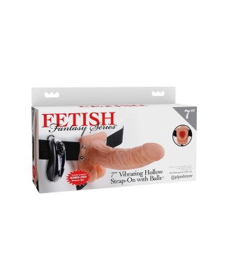 FETISH FANTASY SERIES 7 INCH VIBRATING HOLLOW STRAP-ON WITH BALLS LIGHT