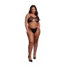 Keyhole Mesh Bra with Double Back Straps and Adjustable Sliders - Plus Size - Black