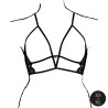 Open Cup Triangle Bra with Lace and Adjustable Sliders - One Size - Black
