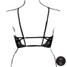 Open Cup Triangle Bra with Lace and Adjustable Sliders - One Size - Black