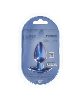 Smooth Silicone Anal Plug - Średni Korek Analny - 7,9 cm - Metaliczny Niebieski
