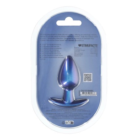 Smooth Silicone Anal Plug - Średni Korek Analny - 7,9 cm - Metaliczny Niebieski