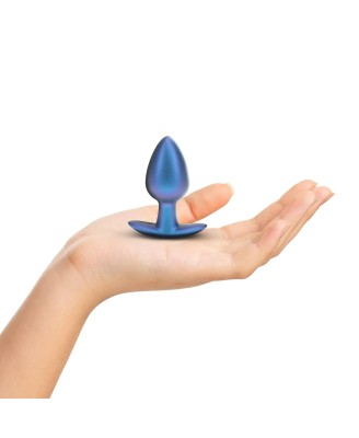 Smooth Silicone Anal Plug - Średni Korek Analny - 7,9 cm - Metaliczny Niebieski