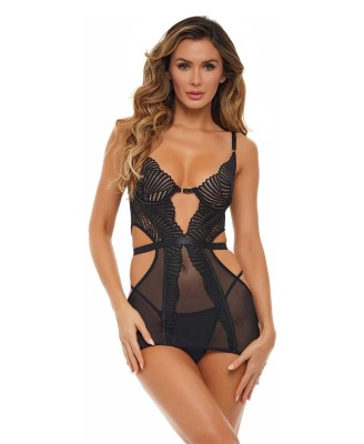 BAD BEHAVIOR 2 PCS CHEMISE SET BLACK, S/M