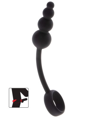 TOYJOY Anal Snake Plug & Penis Ring - Czarny Pierścień z Korkiem
