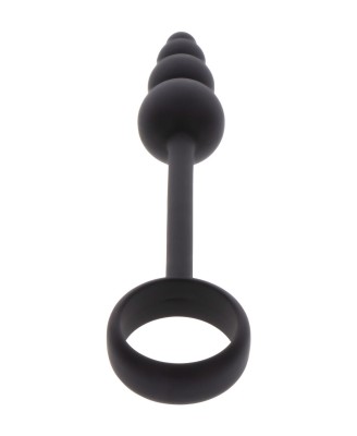 TOYJOY Anal Snake Plug & Penis Ring - Czarny Pierścień z Korkiem