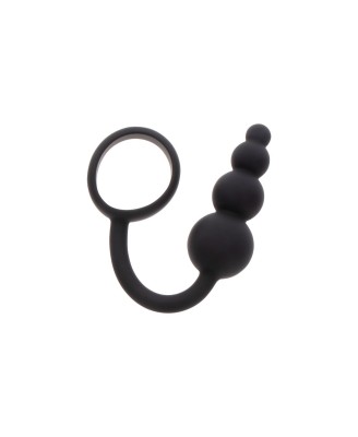 TOYJOY Anal Snake Plug & Penis Ring - Czarny Pierścień z Korkiem