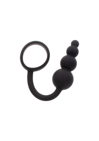 TOYJOY Anal Snake Plug & Penis Ring - Czarny Pierścień z Korkiem