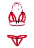 Peek-a-boo Ruffle Bra & Panty Red