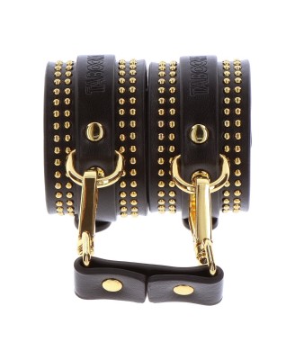 Taboom - Studded Ankle Cuffs Set - Czarne Skórzane Kajdanki na Nadgarstki