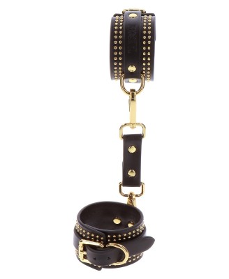 Taboom - Studded Ankle Cuffs Set - Czarne Skórzane Kajdanki na Nadgarstki