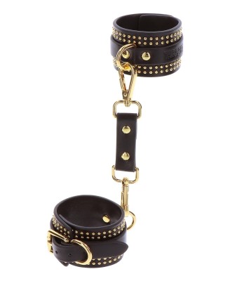Taboom - Studded Ankle Cuffs Set - Czarne Skórzane Kajdanki na Nadgarstki