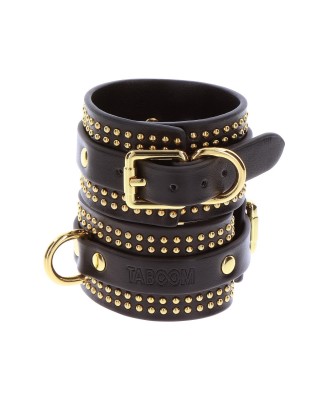 Taboom - Studded Ankle Cuffs Set - Czarne Skórzane Kajdanki na Nadgarstki
