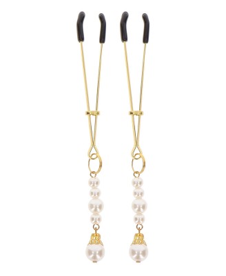 Tweezers With Pearls Gold - Klipsy na sutki