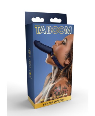TABOOM Breathable Silicone Penis Gag - Niebieski Knebel z Penisem