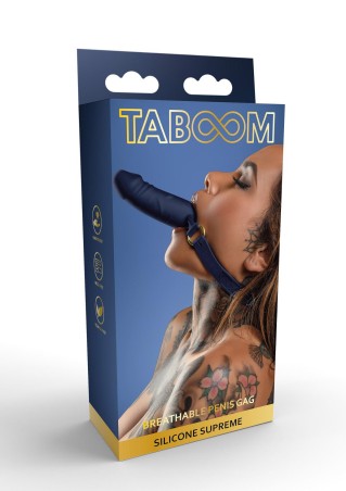 TABOOM Breathable Silicone Penis Gag - Niebieski Knebel z Penisem