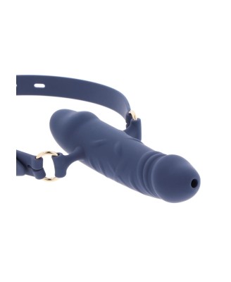 TABOOM Breathable Silicone Penis Gag - Niebieski Knebel z Penisem