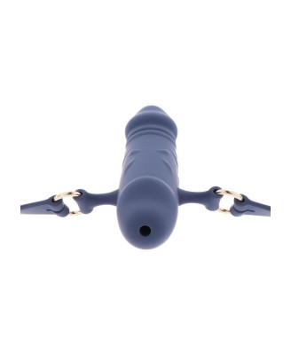 TABOOM Breathable Silicone Penis Gag - Niebieski Knebel z Penisem
