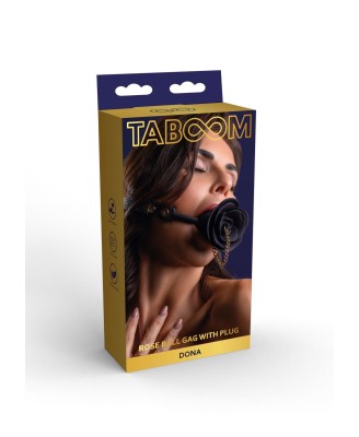 Taboom Dona Rose Ball Gag - Czarny Knebel Róża z Korkiem