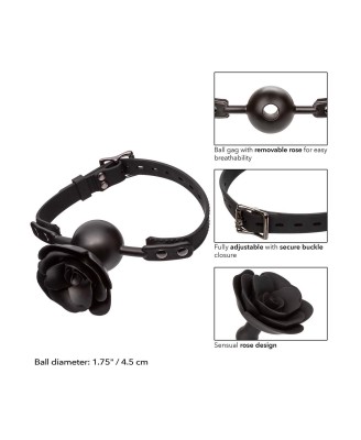 Removable Rose Gag - Czarny Knebel Kulka - Róża