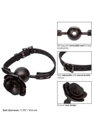 Removable Rose Gag - Czarny Knebel Kulka - Róża