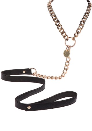 TABOOM Statement Collar and leash Rose Gold - Złota Obroża ze Smyczą BDSM