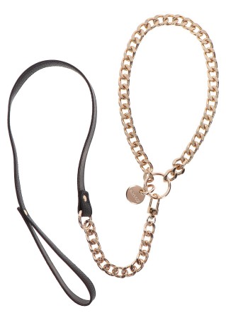 TABOOM Statement Collar and leash Rose Gold - Złota Obroża ze Smyczą BDSM