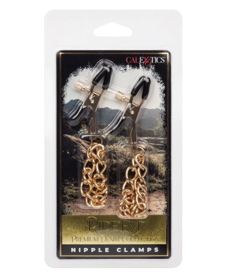 Ride Em Denim Nipple Clamps Gold