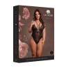 Wireless Lace Bodysuit with Adjustable Sliders - Plus Size - Black