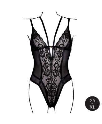 Le Desir Czarne Koronkowe Body - One Size