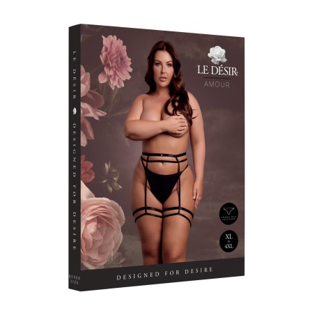 Double Strap Garter Belt with Adjustable Sliders - Plus Size - Black