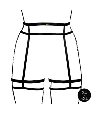 Double Strap Garter Belt with Adjustable Sliders - Plus Size - Black