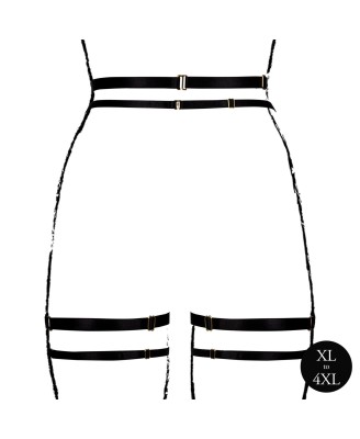 Double Strap Garter Belt with Adjustable Sliders - Plus Size - Black