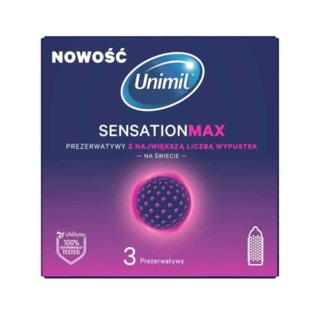 UNIMIL SENSATION MAX 3 szt. - Ultracienkie Prezerwatywy Stymulujące