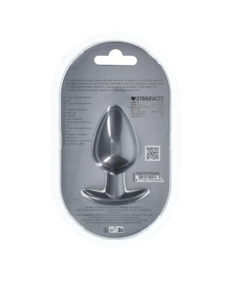 Smooth Silicone Anal Plug - Large - 3.5" / 8,9 cm - Gunmetal