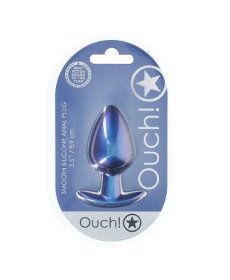 Smooth Silicone Anal Plug - Large - 3.5" / 8,9 cm - Metallic Blue