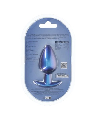 Smooth Silicone Anal Plug - Large - 3.5" / 8,9 cm - Metallic Blue