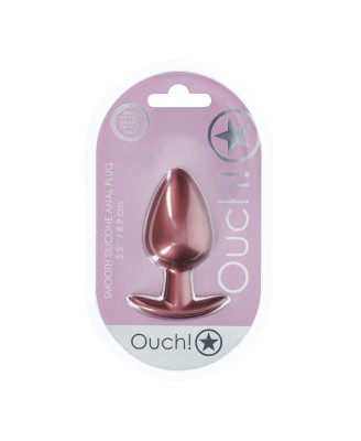 Smooth Silicone Anal Plug - Large - 3.5" / 8,9 cm - Rose Gold