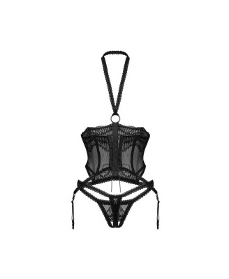 Alliane Czarny Gorset i Stringi L/XL - Obsessive