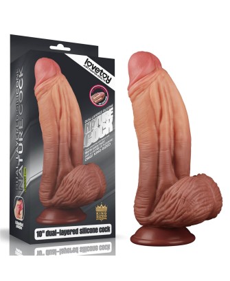 LoveToy King Size Dual-Layered - Realistyczne Silikonowe Dildo - 25 cm