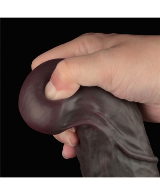 Lovetoy Dual Layer Silicone Nature Cock - Realistyczne Czarne Dildo XXL - 36 cm