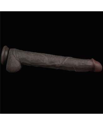 Lovetoy Dual Layer Silicone Nature Cock - Realistyczne Czarne Dildo XXL - 36 cm