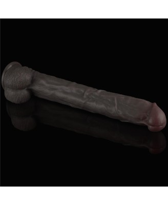 Lovetoy Dual Layer Silicone Nature Cock - Realistyczne Czarne Dildo XXL - 36 cm
