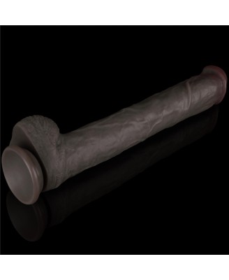 Lovetoy Dual Layer Silicone Nature Cock - Realistyczne Czarne Dildo XXL - 36 cm