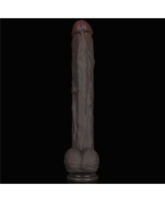 Lovetoy Dual Layer Silicone Nature Cock - Realistyczne Czarne Dildo XXL - 36 cm