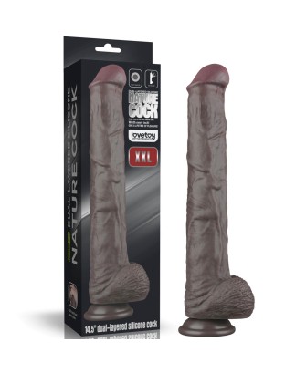 Lovetoy Dual Layer Silicone Nature Cock - Realistyczne Czarne Dildo XXL - 36 cm