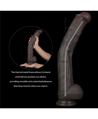 Lovetoy Dual Layer Silicone Nature Cock - Realistyczne Czarne Dildo XXL - 36 cm