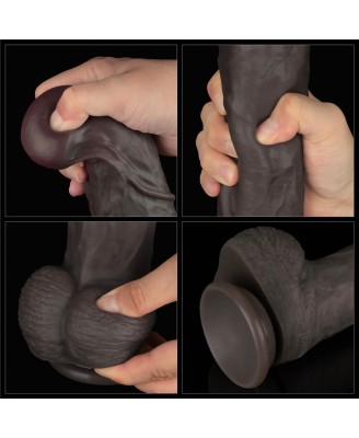 Lovetoy Dual Layer Silicone Nature Cock - Realistyczne Czarne Dildo XXL - 36 cm