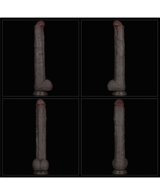 Lovetoy Dual Layer Silicone Nature Cock - Realistyczne Czarne Dildo XXL - 36 cm