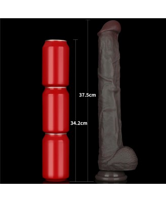 Lovetoy Dual Layer Silicone Nature Cock - Realistyczne Czarne Dildo XXL - 36 cm